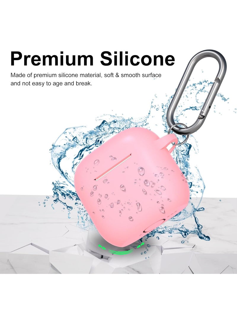 QIRG غطاء واقي سيليكون لسماعات AirPods 4 / AirPods 4 ANC مع سلسلة مفاتيح (وردي) - Image 3